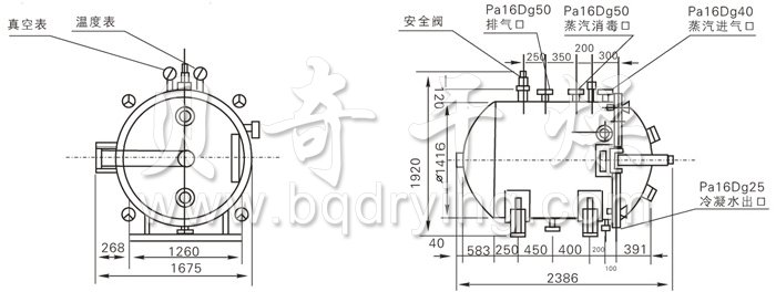 圆形静态真空干燥机结构示意图 圆形静态真空干燥机结构示意图